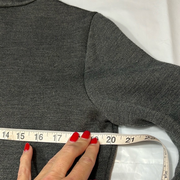 Soft Surroundings GRAY wool sweater BLACK velvet trim Runway Pullover womens Lrg - Picture 6 of 13
